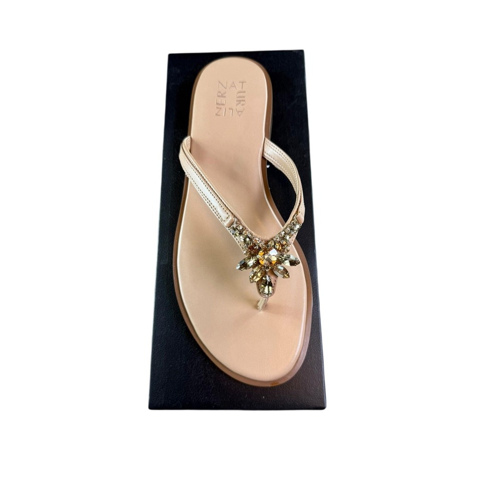 Naturalizer Liliana Sandals Shoes Womens Size 8.5M Nude Rhinestone Thong Jewel‎